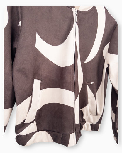 Jacke mit Muster dunkelbraun beige