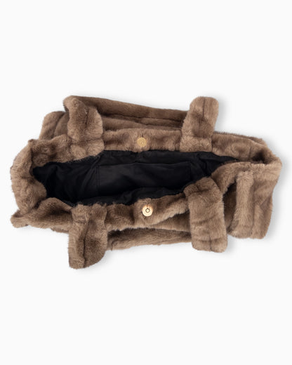 Shopper in Felloptik braun