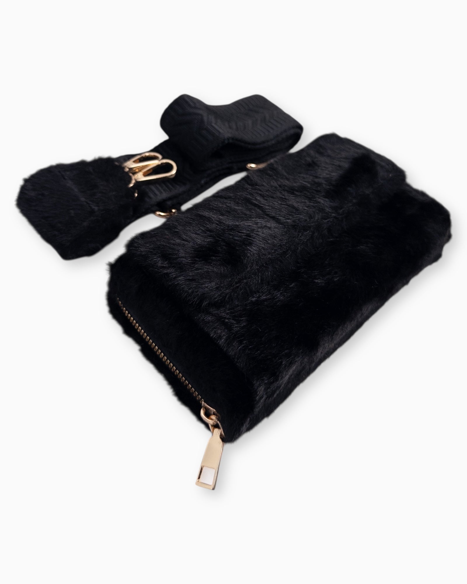 Handytasche Plüsch schwarz