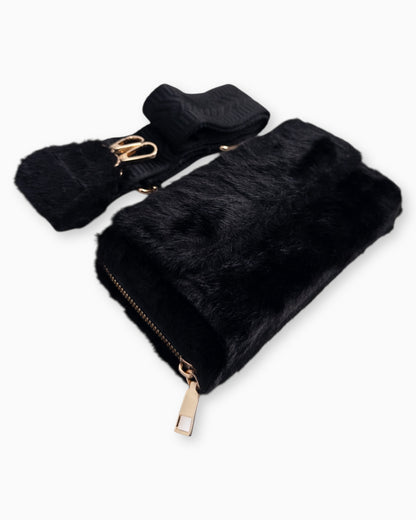 Handytasche Plüsch schwarz