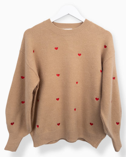Pullover Herz braun