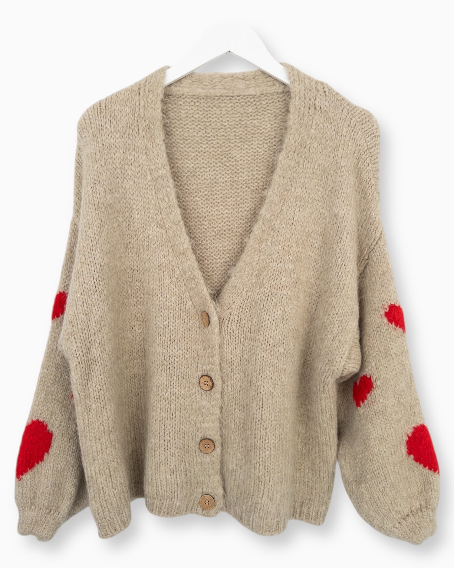 Cardigan Herzchen beige