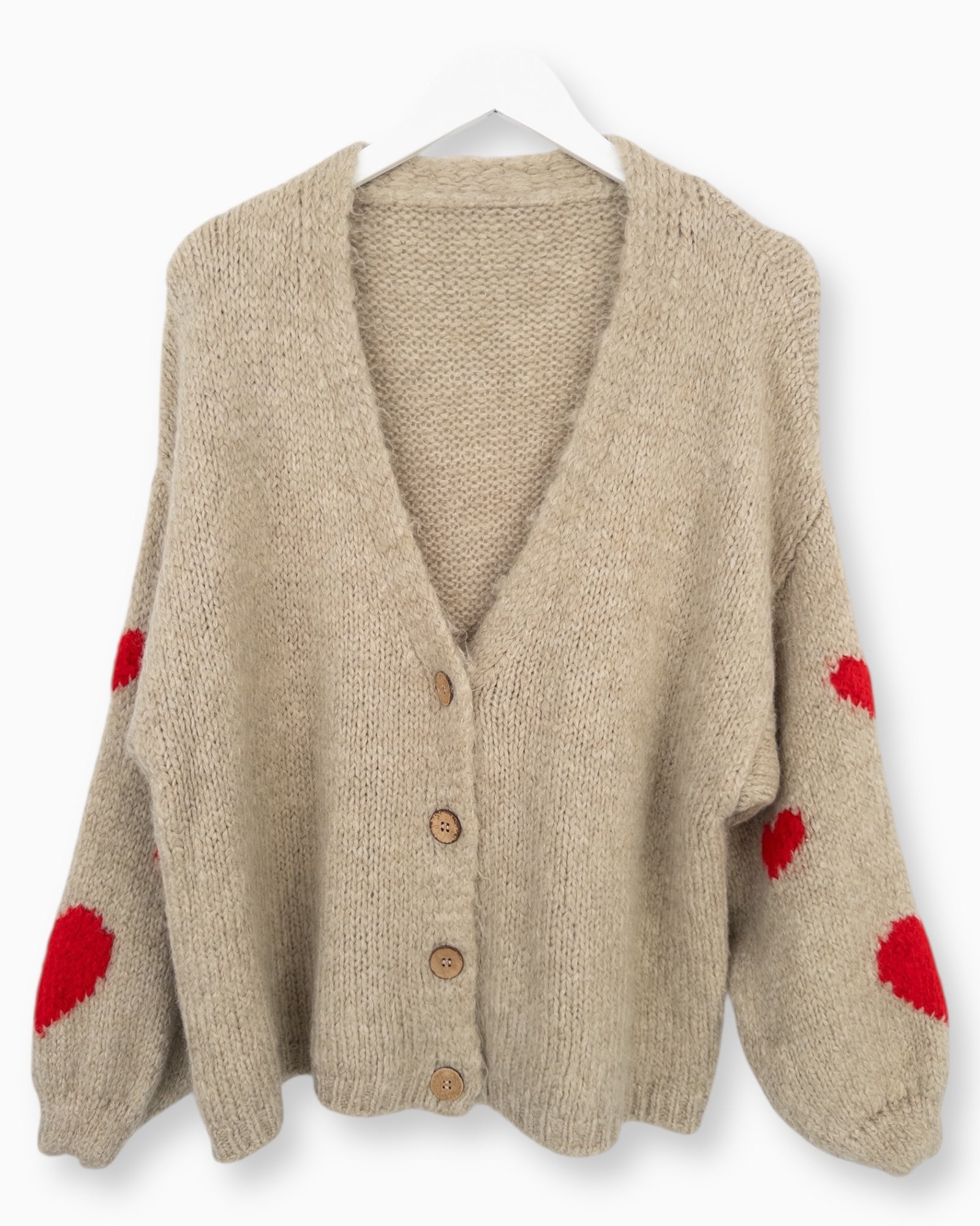 Cardigan Herzchen beige