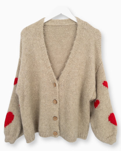Cardigan Herzchen beige
