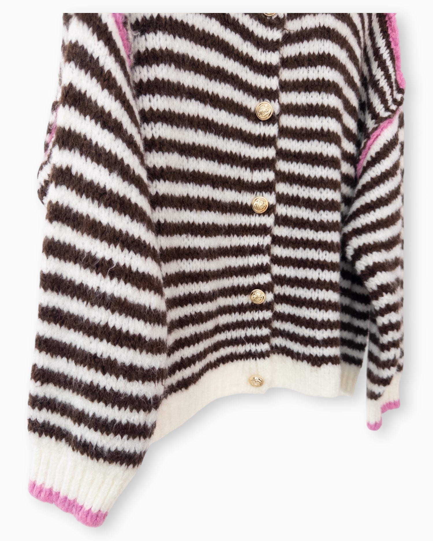 Strickjacke Streifen creme braun