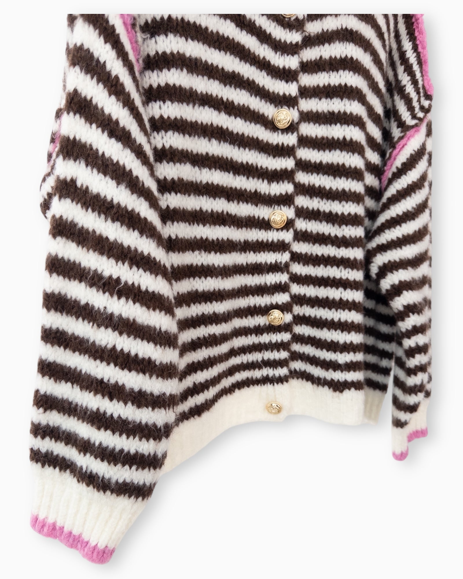 Strickjacke Streifen creme braun