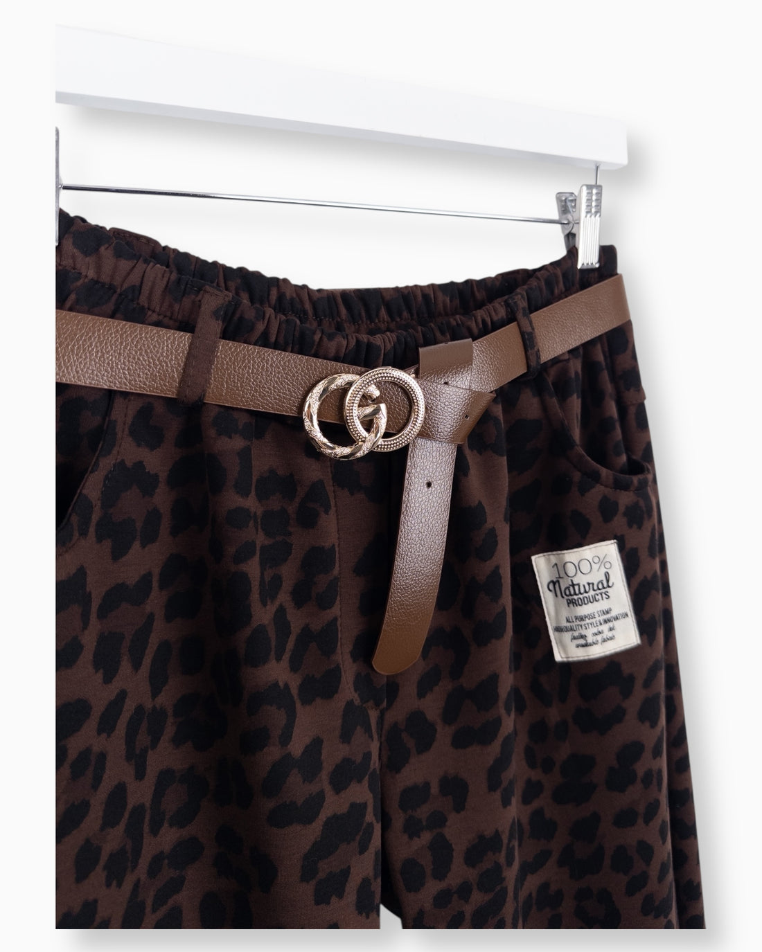 Leo Hose mit Gürtel dunkelbraun