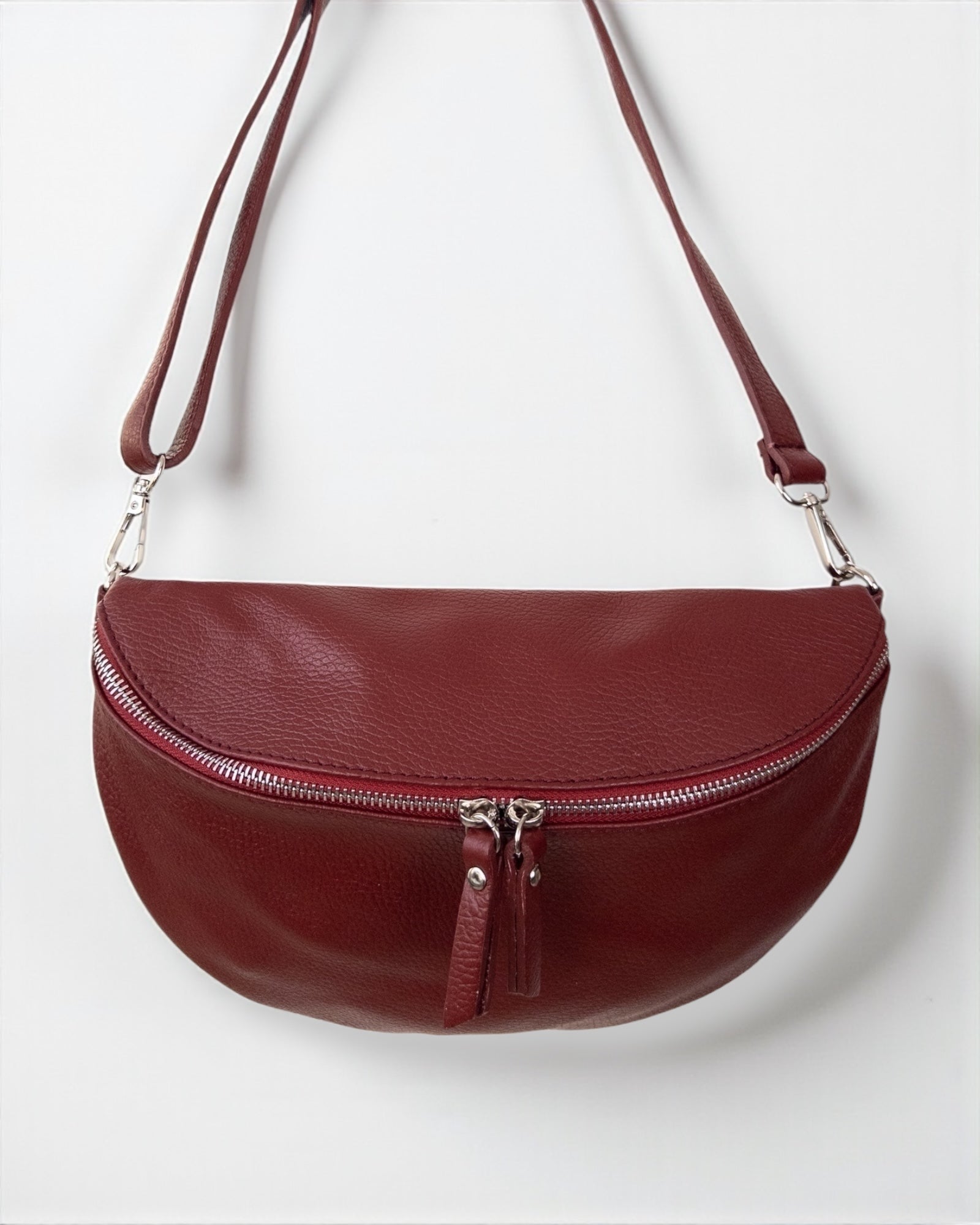 Umhängetasche Leder weinrot