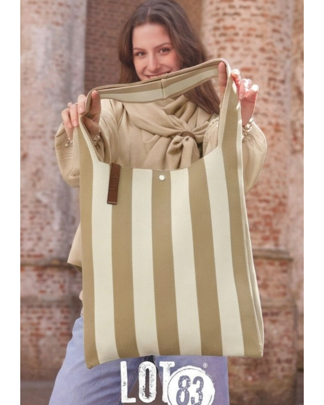 Shopper Lois LOT83 mit Streifen beige creme