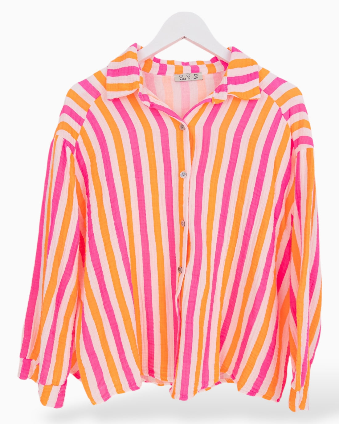 Bluse Musselin mit Streifen pink orange