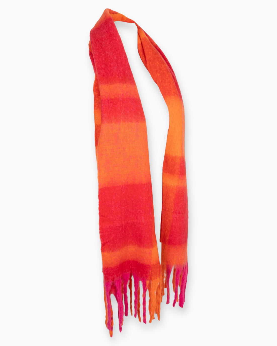 XL Schal mit Fransen orange rot pink