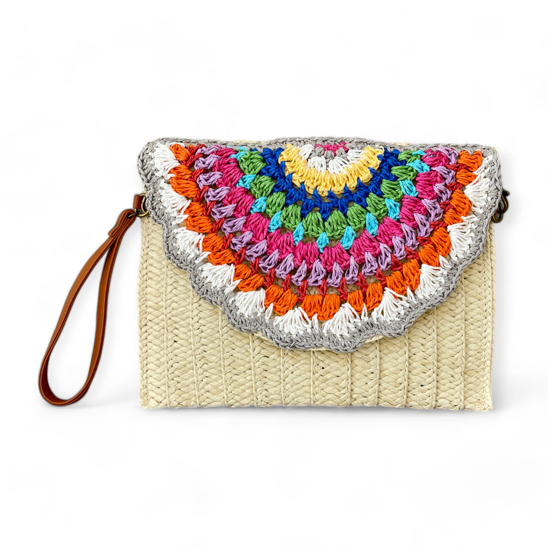 Clutch Sommer creme grau