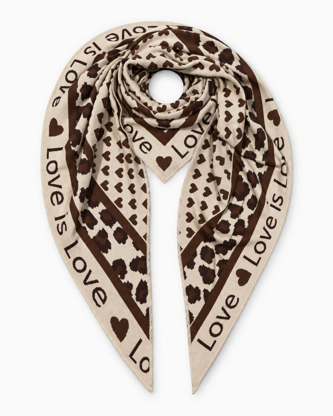 Dreieckstuch Love is Love beige dunkelbraun
