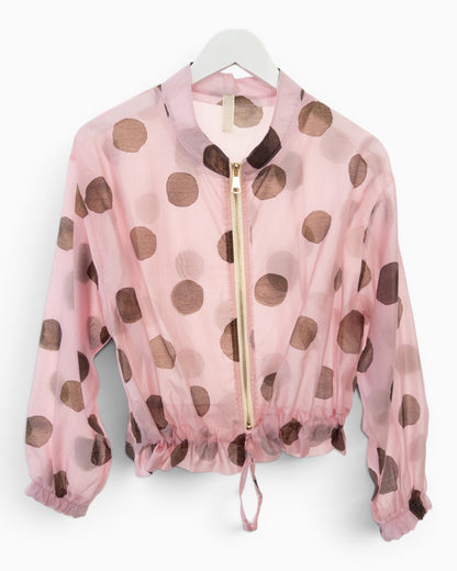 Leichte Kurzjacke mit Punkten rosa
