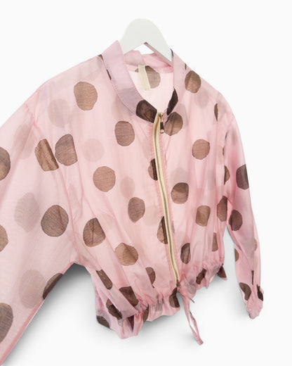 Leichte Kurzjacke mit Punkten rosa