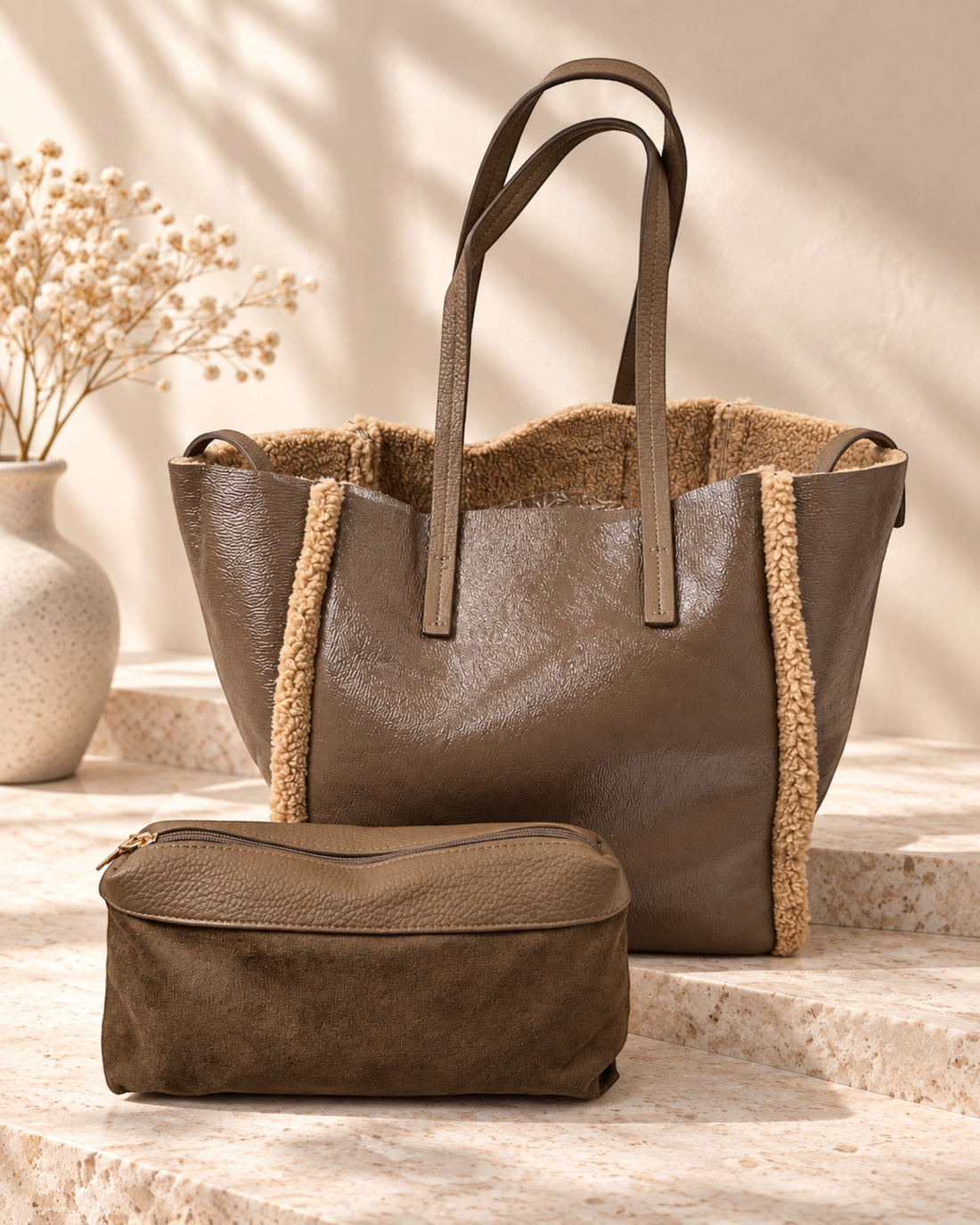 Teddy Handtasche braun beige