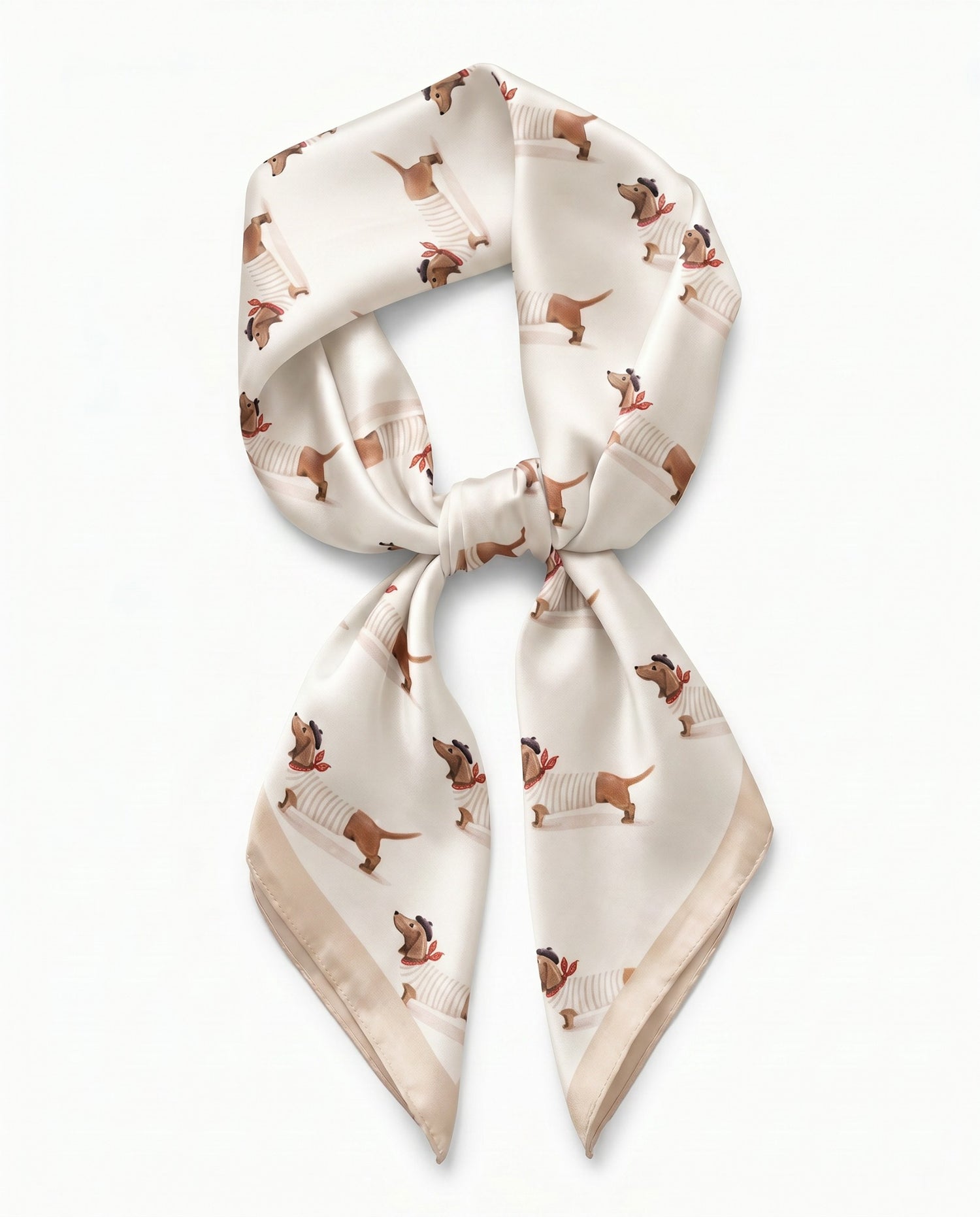 Nickituch mit Dackel Motiv creme beige