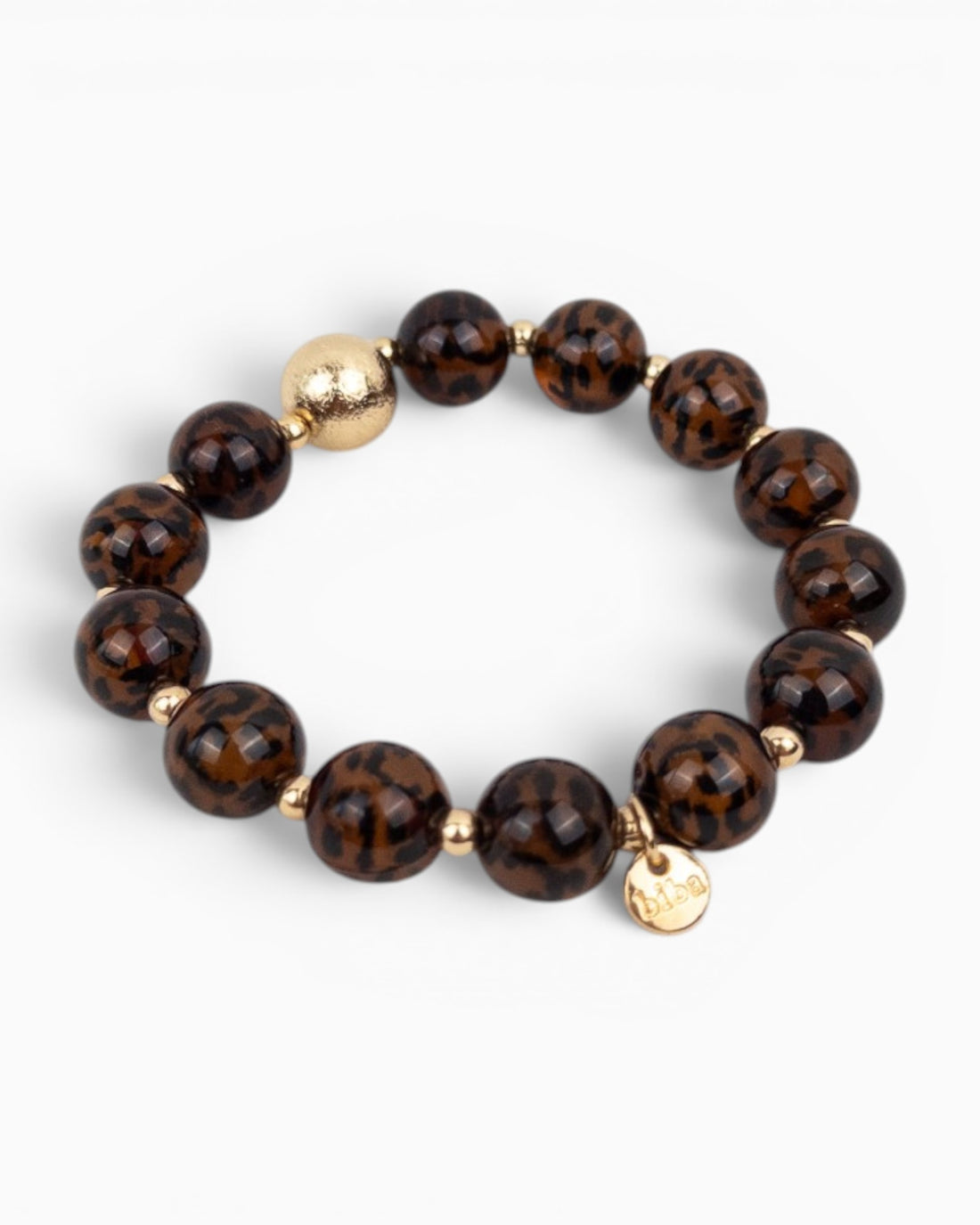 Perlenarmband mit Leo-Muster dunkelbraun