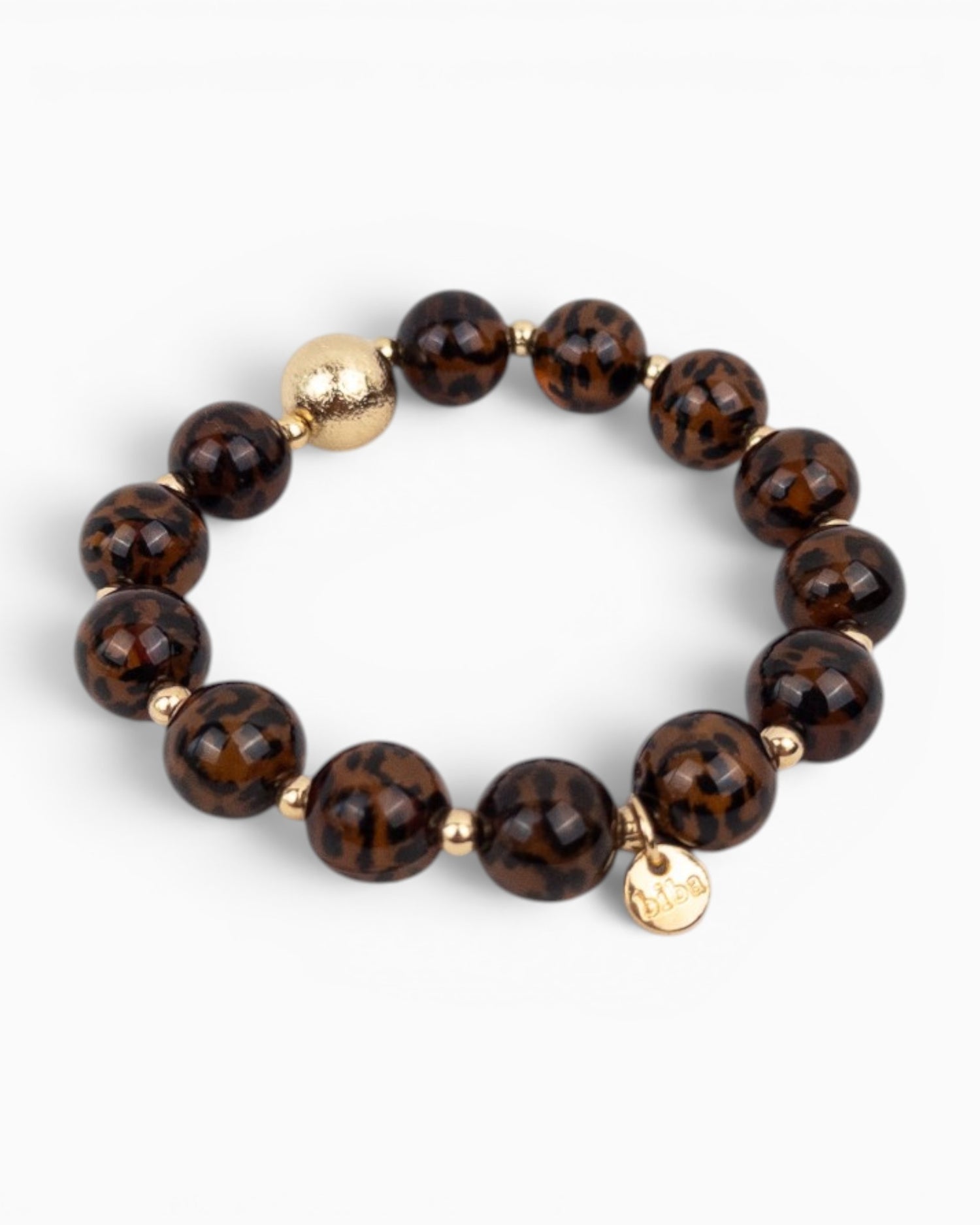 Perlenarmband mit Leo-Muster dunkelbraun