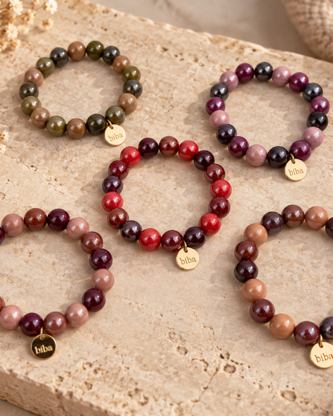 Perlenarmband biba marsala mix