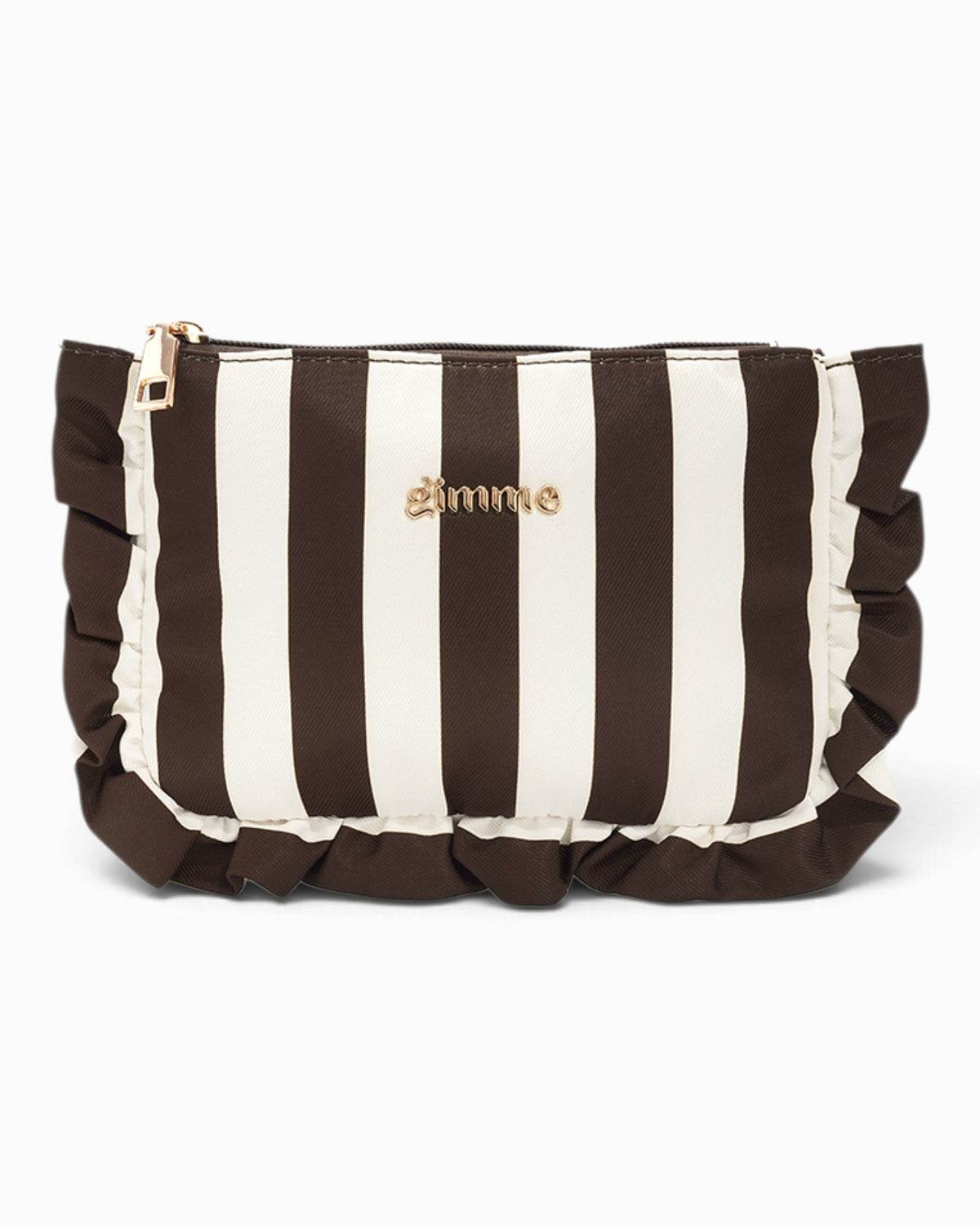 Kosmetiktasche Rüschen dunkelbraun creme