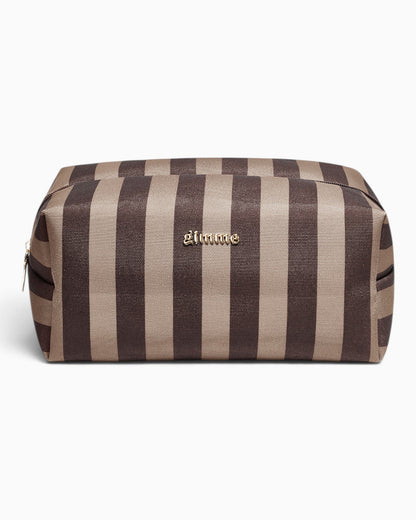 Kosmetiktasche Streifen dunkelbraun taupe