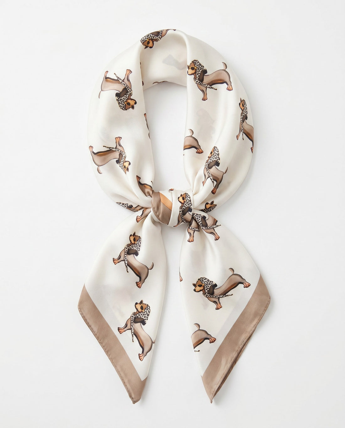Nickituch mit Dackel Motiv creme taupe