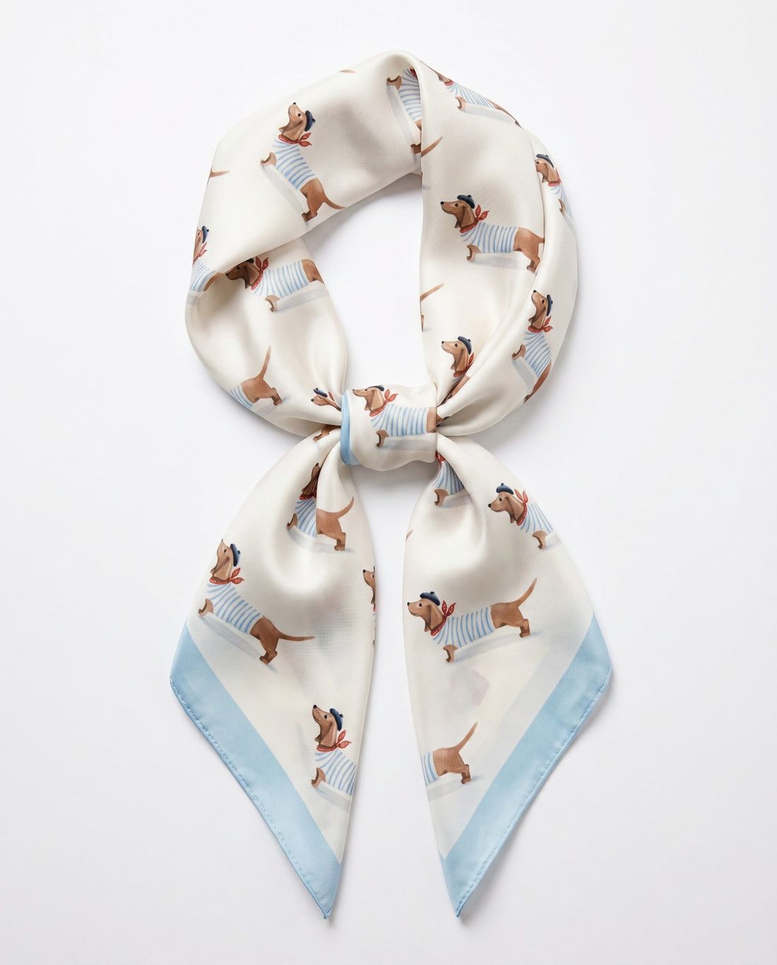 Nickituch mit Dackel Motiv creme hellblau