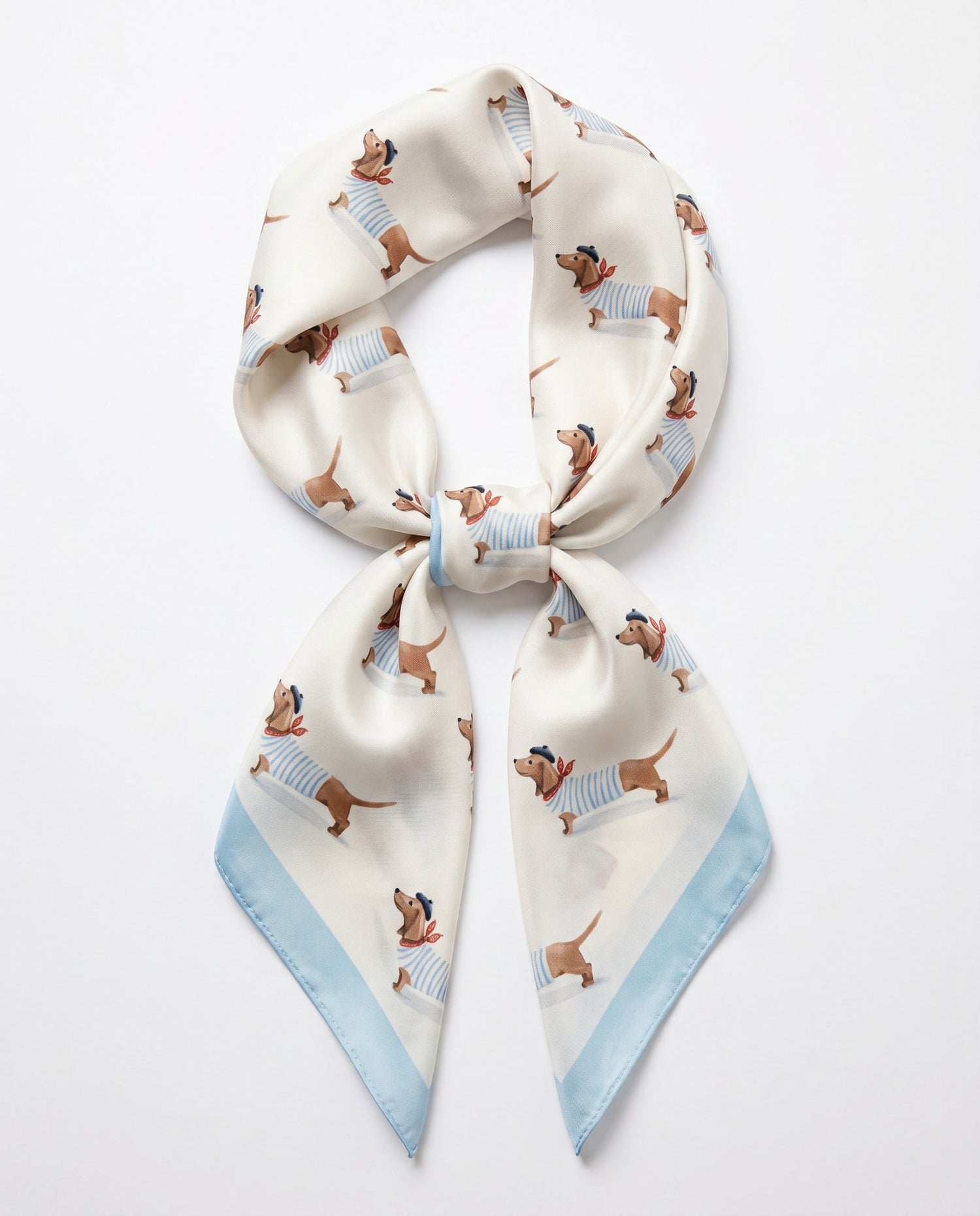 Nickituch mit Dackel Motiv creme hellblau